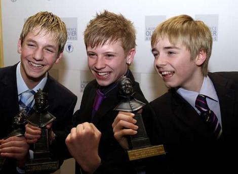 Original London Billys win a joint 2006 Olivier Award for Best Actor in a Musical (l-r: James Lomas, George Maguire and Liam Mower)