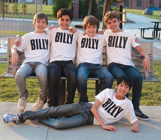 The 5 Original North American Tour Billys (On bench, l-r, Daniel Russell, Giuseppe Bausilio, Kylend Hetherington, Michael Dameski - in front: Lex Ishimoto