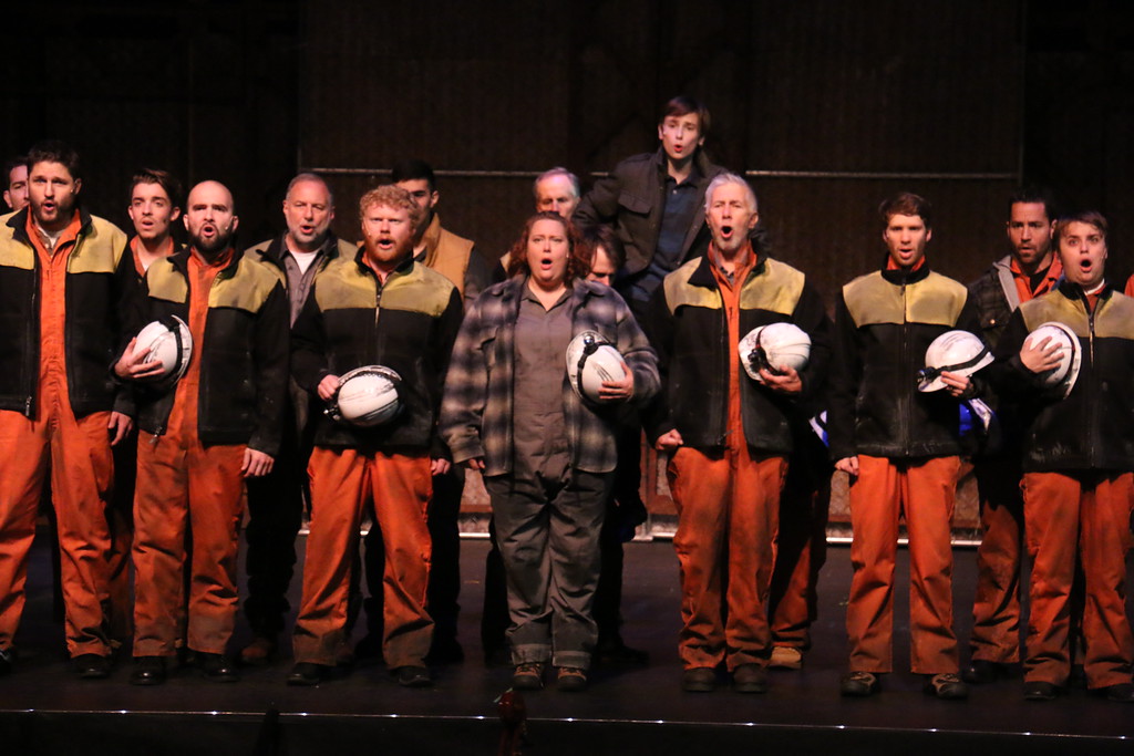 The miners and Billy Elliot (Pete Pierantozzi) sing "Once We Were Kings."